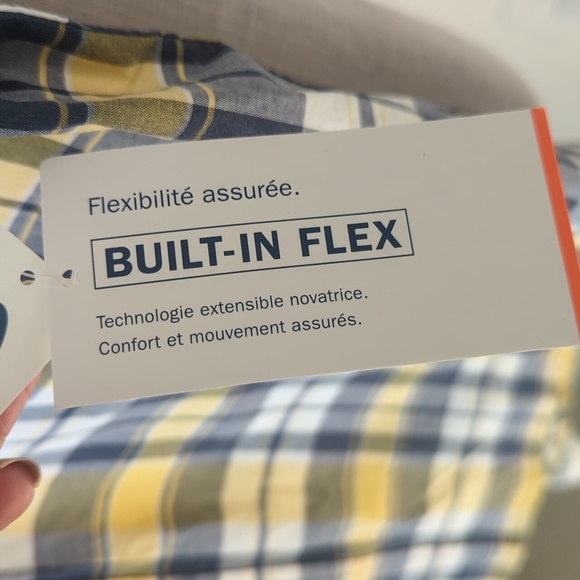 Old Navy Men's Yellow Blue Plaid Shirt Short Sleeve Summer - Slim Fit Size M NWT - Picture 5 of 5